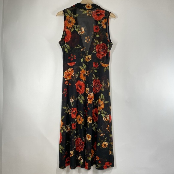 Ember Womens Floral Fairy Grunge Sheer Tie Front Cardigan Dress Sz M Whimsigoth - Picture 2 of 14